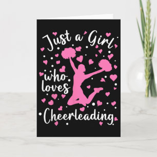Carte Juste une fille qui aime le cheerleading cœur rose