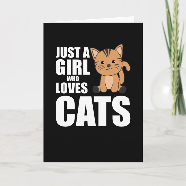 Carte Juste une fille qui aime les chats mignons animaux (Devant)
