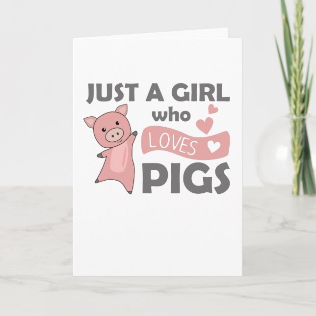 Carte Juste une fille qui aime les cochons coeurs roses  (Devant)