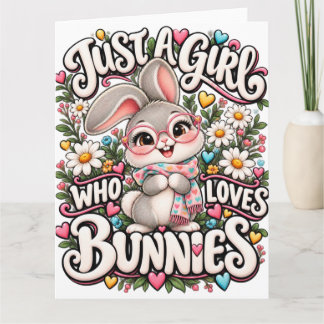 Carte Juste Une Fille Qui Aime Les Lapins Mignon Cadeau 