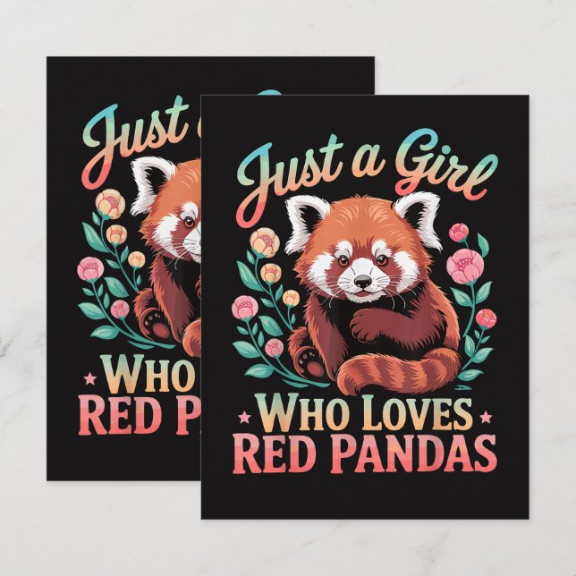 Carte Juste Une Fille Qui Aime Les Pandas Rouges (Devant / Derrière)