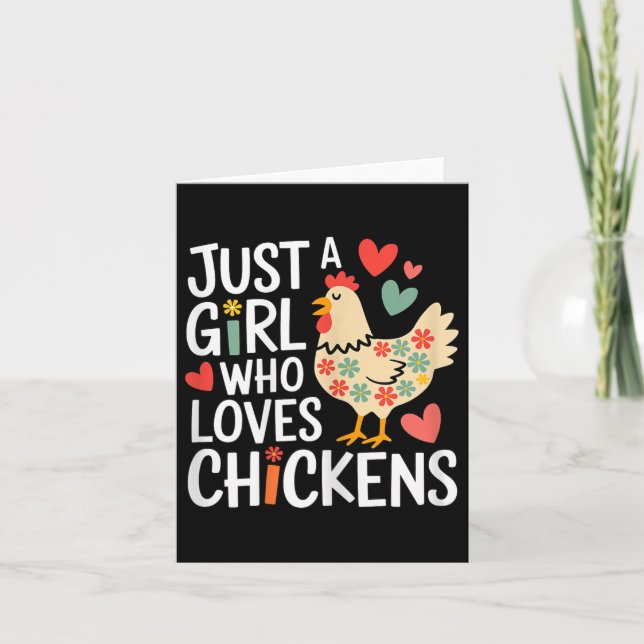 Carte Juste une fille qui aime les poulets Fille de ferm (Devant)