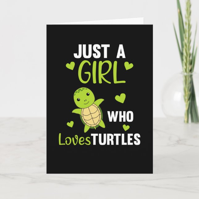 Carte Juste une fille qui aime les tortues - jolie tortu (Devant)