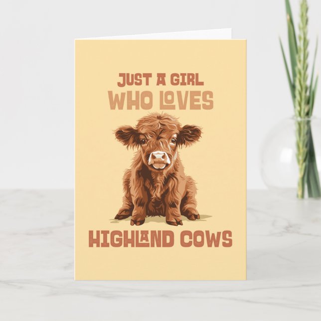 Carte Juste une fille qui aime les vaches Highland (Devant)
