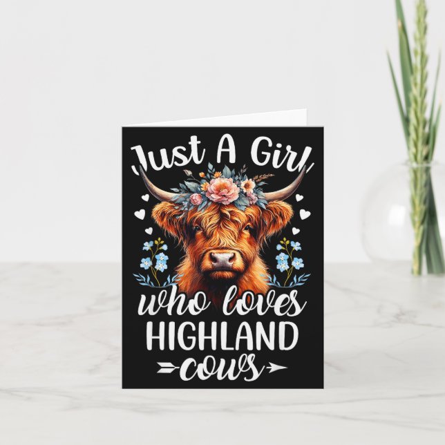 Carte Juste Une Fille Qui Aime Les Vaches Highland Écoss (Devant)