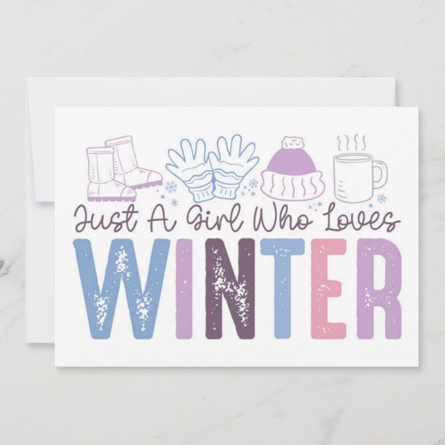 Carte Juste une fille qui aime l'hiver, joli design sais (Devant)