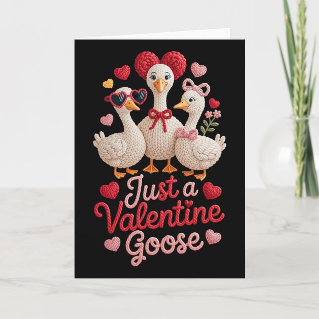 Carte Juste une oie de la Saint-Valentin Idiote Mignonne (Devant)
