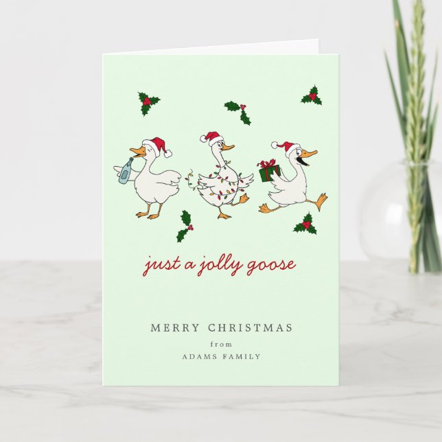 Carte Juste une oie joyeuse Santa Noël (Devant)