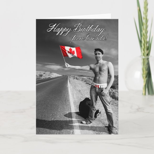 Carte Justin Trudeau : Joyeux anniversaire du Canada (Devant)