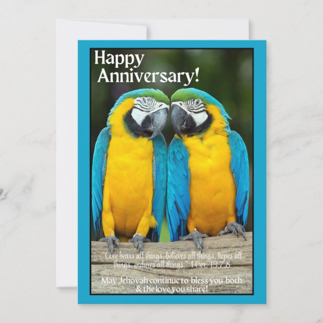 Carte JW Anniversaire - Perrots Amoureux (Devant)
