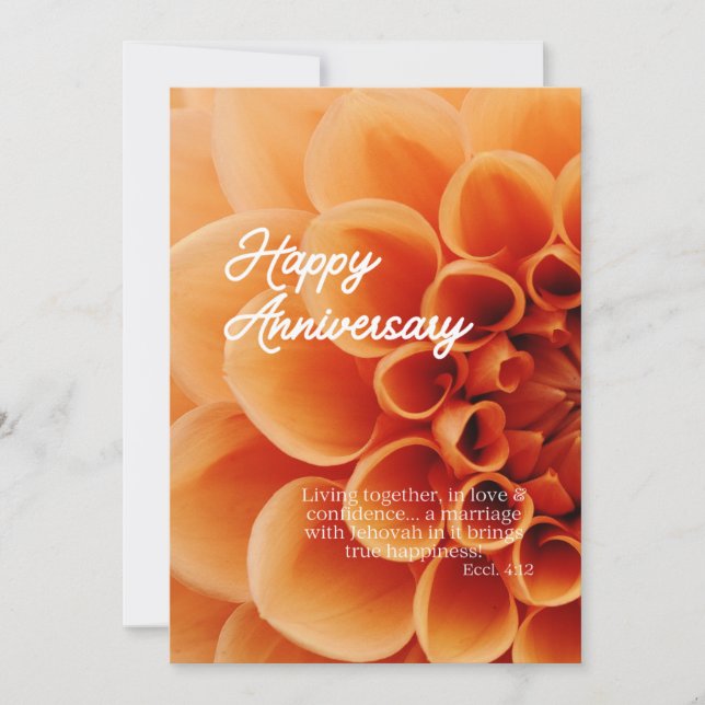 Carte JW Happy Anniversaire - Orange Dahlia Flower (Devant)