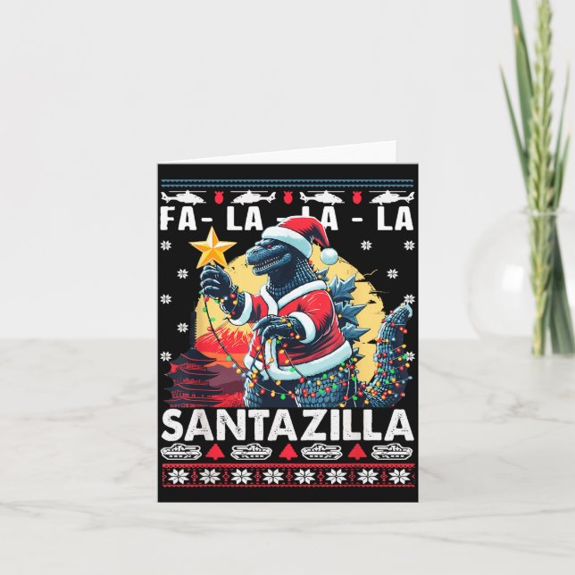 Carte Kaiju Christmas Santazilla Japanese Monster Dinosa (Devant)