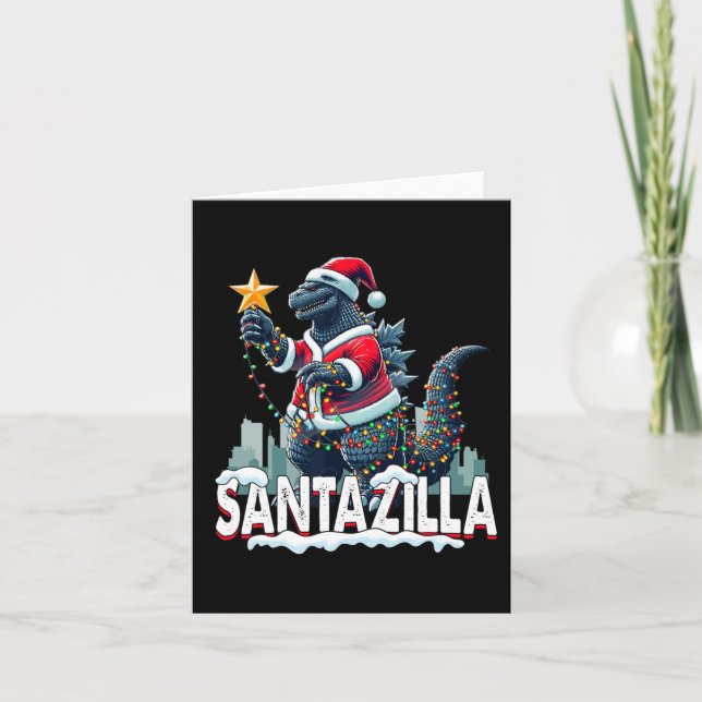 Carte Kaiju Christmas Santazilla Japonais Monster Dinosa (Devant)