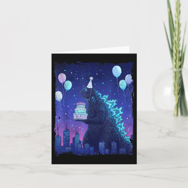 Carte Kaiju fête d'anniversaire Japon Monster Son annive (Devant)