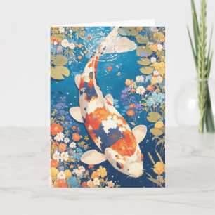 Carte Kaleidoscope Carpes Koï Nageant dans des Eaux Flor
