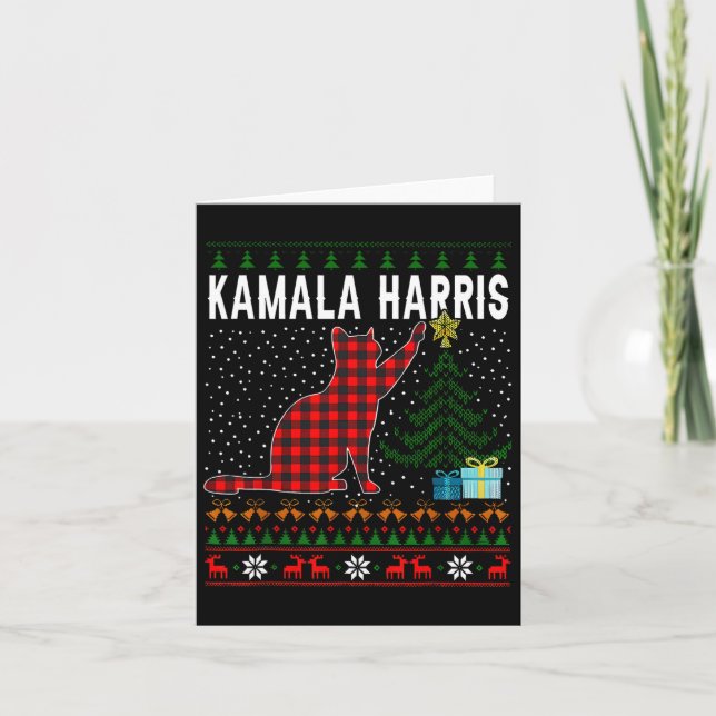 Carte Kamala Harris Funny Chat Noël laid Noël (Devant)