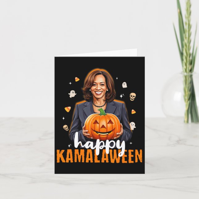 Carte Kamala Harris Halloween Happy Kamalaween Citrouill (Devant)