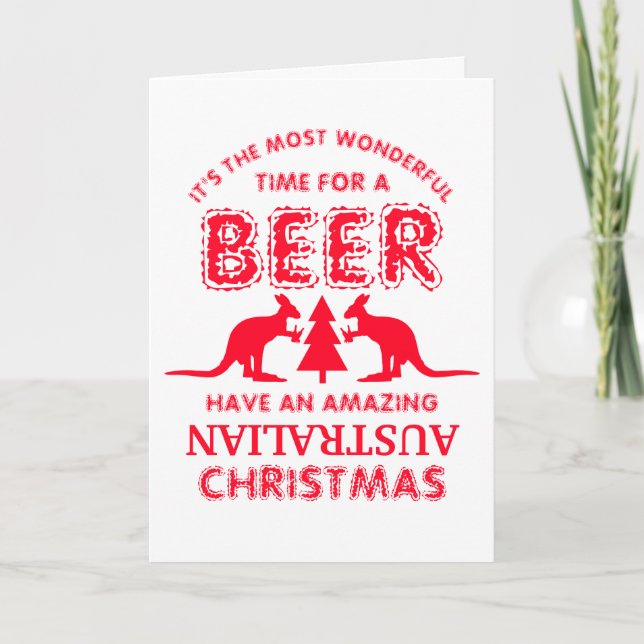 Carte Kangaroo Beer, voeux de Noël australien (Devant)