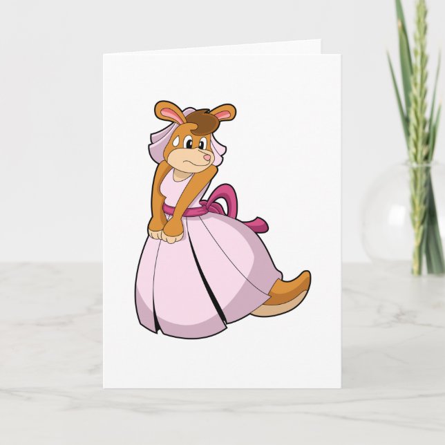 Carte Kangaroo comme mariée avec robe Mariage (Devant)