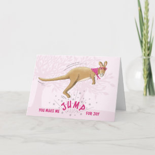 Carte Kangourou sautant de joie pour la Saint-Valentin