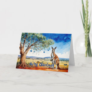 Carte Kangourou sous un eucalyptus avec des boules de No