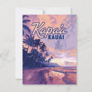 Carte Kapaa Kauai Hawaii Beach Sunset Palm Tree Ca