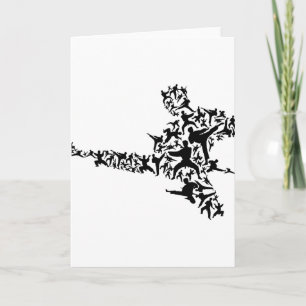 Carte Karate Arts Martiaux Coup de Pied Volant Boxe Kick