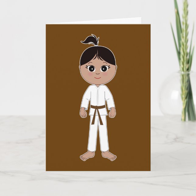 Carte Karate Félicitations Brown Belt Girl (Devant)