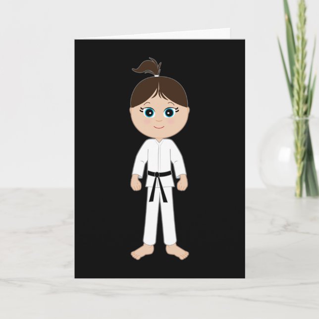 Carte Karate Girl Félicitations ceinture noire (Devant)
