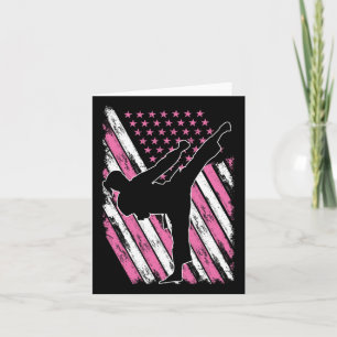 Carte Karate Girl Usa Drapeau American Martial Arts