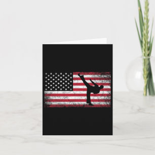 Carte Karate Martial Arts 4 juillet Drapeau Américain Us