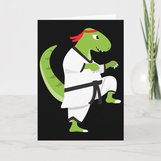 Carte Karate T-rex Cool Cute Dinosaur Fighter Halloween (Devant)