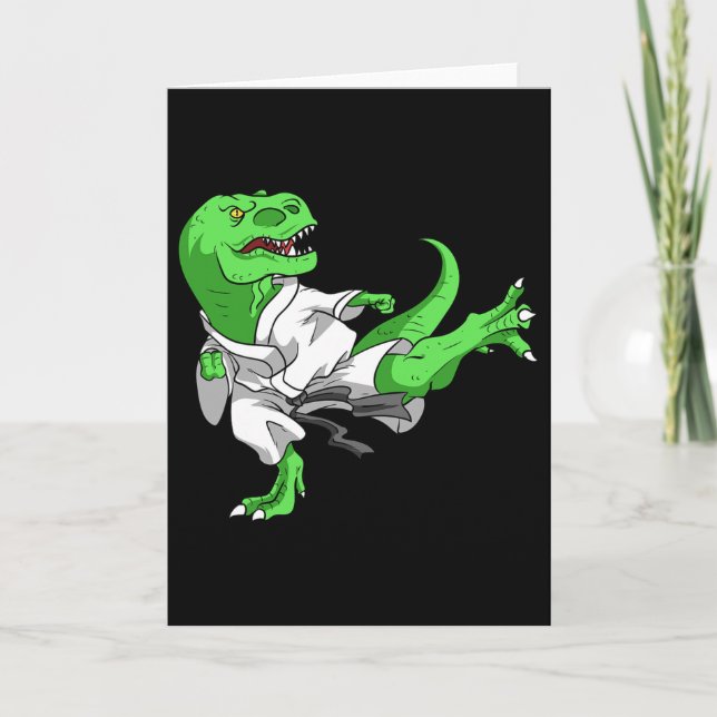 Carte Karate T-rex Dino Élève Dinosaure Professeur Karat (Devant)