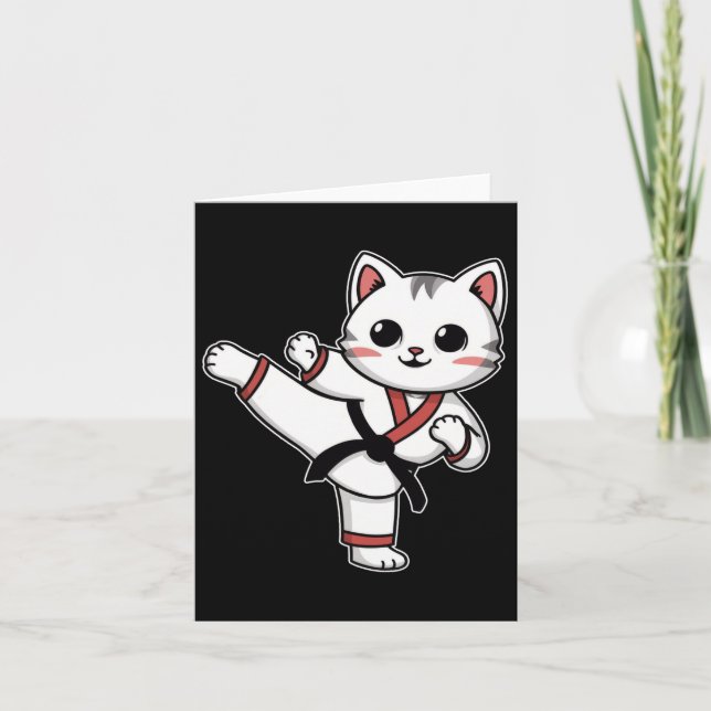 Carte Karate Taekwondo Funny Chat Jiu Jitsu Femmes Fille (Devant)