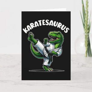 Carte Karatesaurus dinosaure drôle T Rex en karategi ble