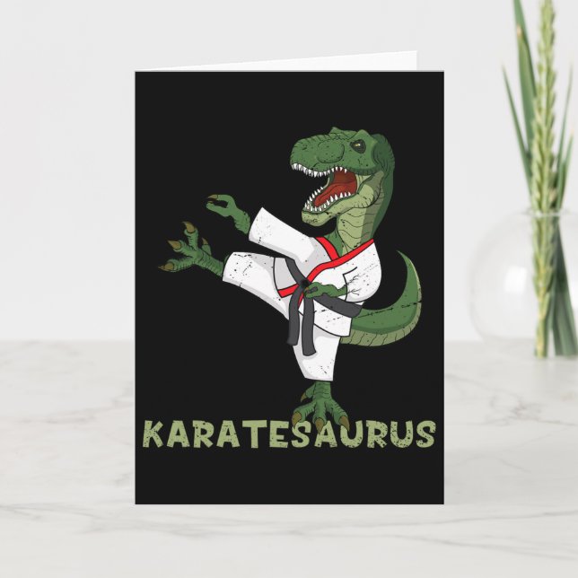 Carte Karatesaurus T-rex drôle de dinosaure de karaté Gr (Devant)