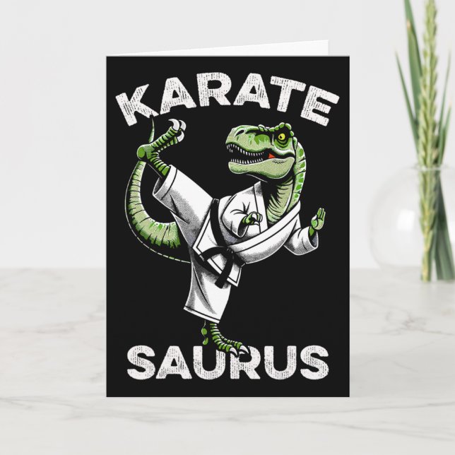 Carte Karatesaurus T-rex Karaté Dino Drôle Dinosaure Mar (Devant)