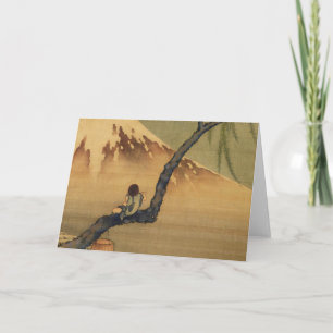 Carte Katsushika Hokusai Garçon regardant le Mont Fuji