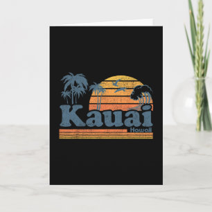 Carte Kauai Hawaii Plage Vintage Été Surf 70s Rétro