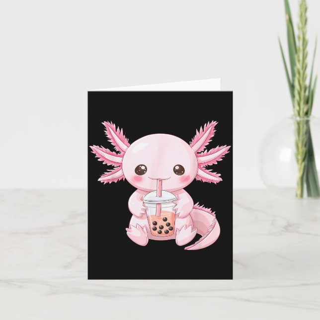 Carte Kawaii Anime Axolotl Boba  (Devant)