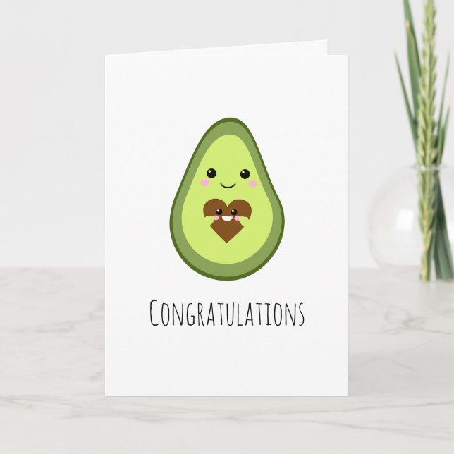Carte Kawaii Avocado Baby shower Félicitations mignonnes (Devant)