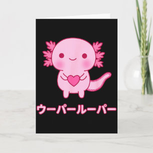 Carte Kawaii Axolotl Cœur Japonais Katakana Saint-Valent