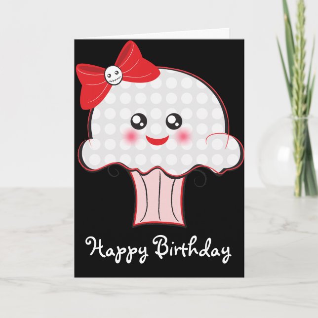 Carte Kawaii Crull Cupcake Anniversaire (Devant)