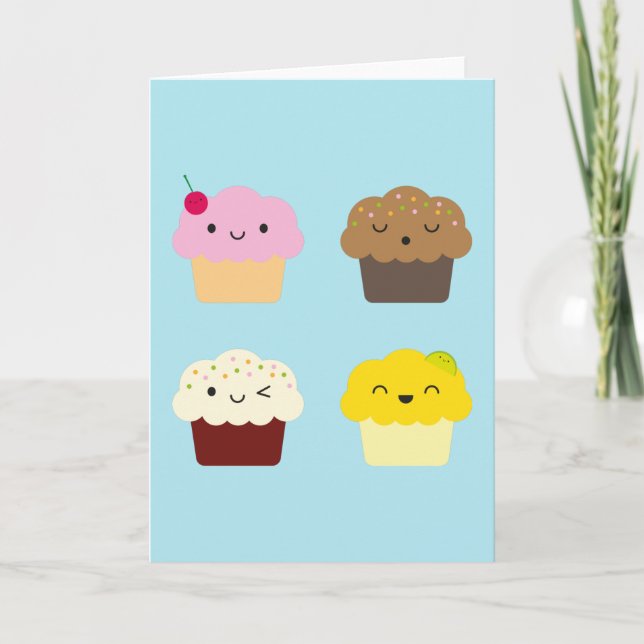 Carte Kawaii Cupcakes (Devant)