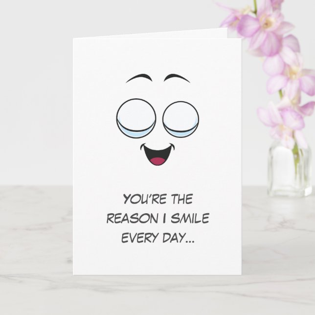 Carte Kawaii Humour Love Emoticon Funny Valentines Day (Orchidée)