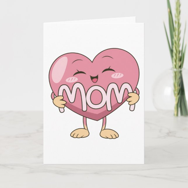 Carte Kawaii Mom Heart Hug Design (Devant)