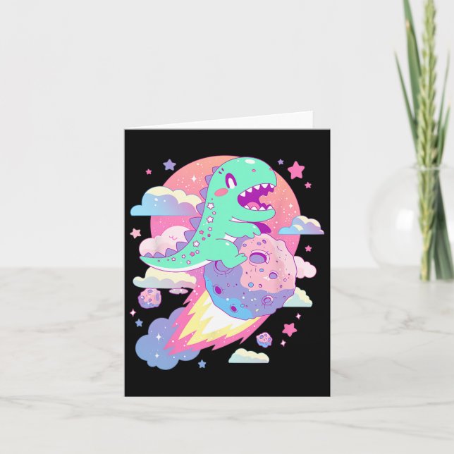 Carte Kawaii Pastel Goth Effrayant Mignon Chibi Dinosaur (Devant)