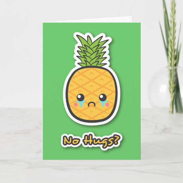 Carte Kawaii pineapple bidding a sad farewell (Devant)