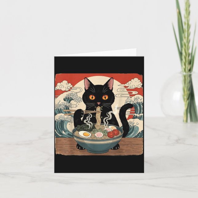 Carte Kawaii Ramen Cat Anime Japanese Noodles Food Wave  (Devant)