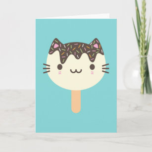 Carte Kawaii Summer Ice Lolly Popsicle Chat